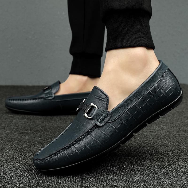 FashionGenuine Leather Men Casual Shoes Retro Luxury Brand Classic Mens Loafers Moccasins Man Quality Breathable Business Slip On Shoes