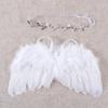 Feather Angel Rhinestone Headband Set Baby Chiffon Flower Headband Hair Accessories Newborn Po Prop Costume