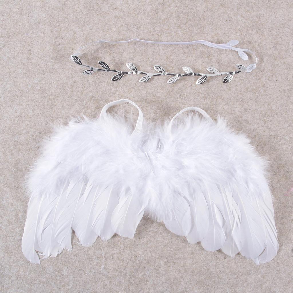Feather Angel Rhinestone Headband Set Baby Chiffon Flower Headband Hair Accessories Newborn Po Prop Costume