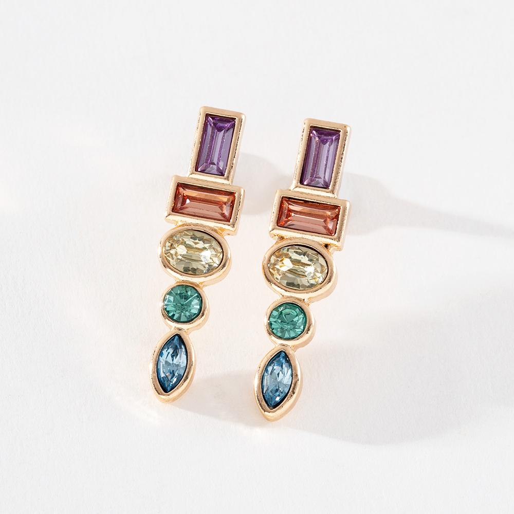 Pinkdudu Personalized Candy Color Geometric Stud Earrings Exaggerated Simple Glass Stone Casual Earring for Women Gifts PD1147