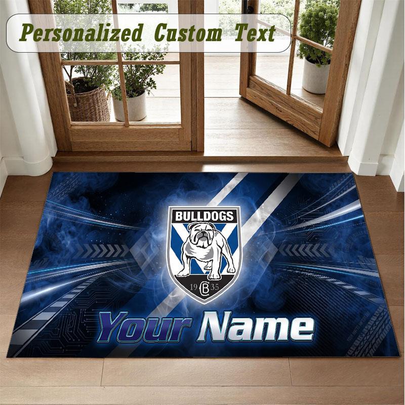 Crystal Velvet Square Rug Custom NameCanterbury-Bankstown Bulldogs Pattern Non Slip Home Floor Decor Rug
