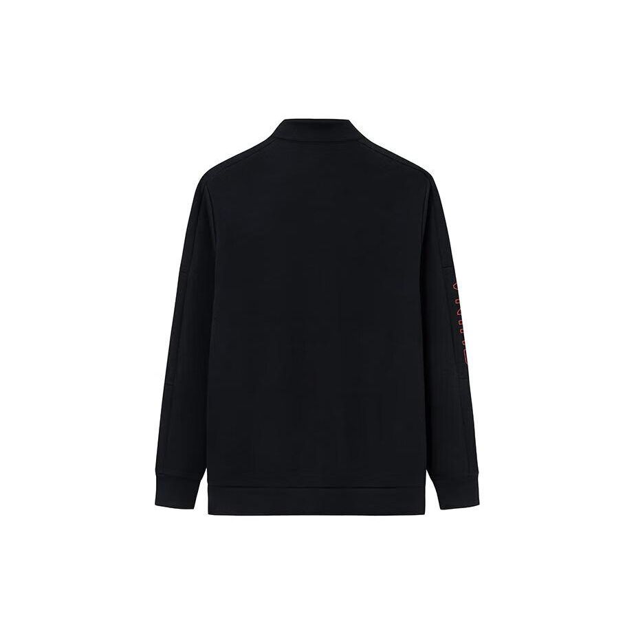 Anta Тренировочная серия с принтом букв и воротником-стойкой для бега и фитнеса, трикотажная мужская куртка Basic-черного цвета 152417745S-4