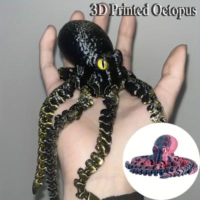 Артикулированный осьминог, напечатанный на 3D-принтере – Подвижные щупальца, настольная игрушка, экологичная скульптура из PLA, уникальный подарок для детей и взрослых