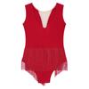 Kids Girls Shiny Figure Skating Sleeveless Leotard Rhythmic Gymnastics Fringed Bodysuit