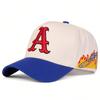 Flame Dad Hat Red Letter A Embroidery Streetwear Cap Vintage Trucker Hat  For Men Women