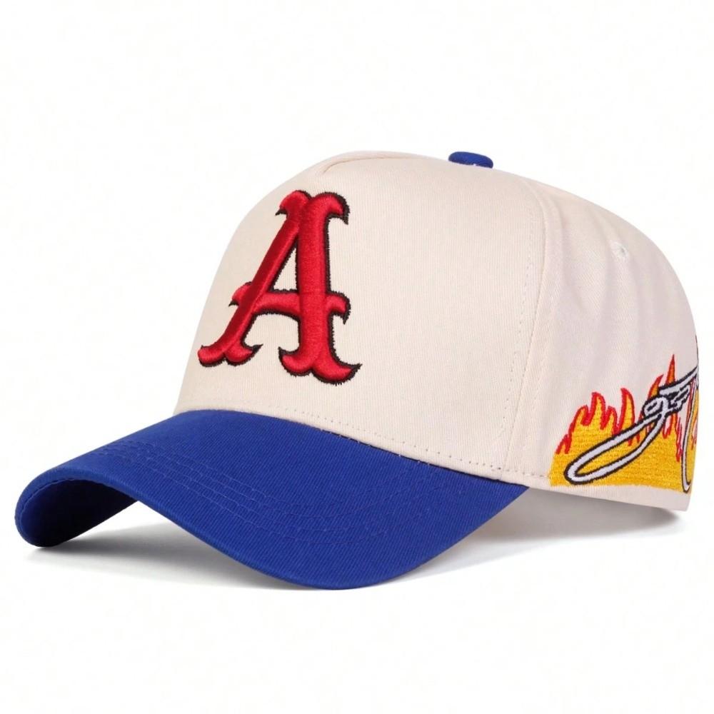 Flame Dad Hat Red Letter A Embroidery Streetwear Cap Vintage Trucker Hat For Men Women