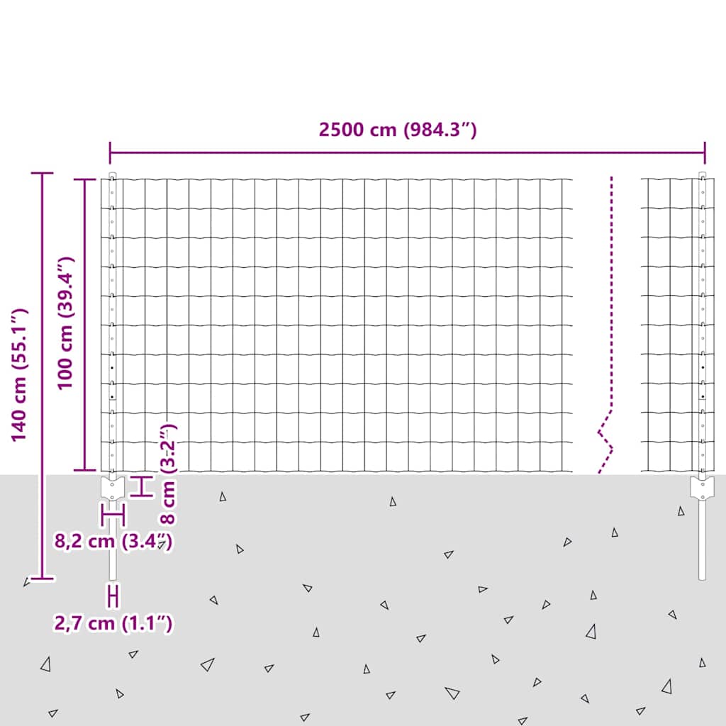 Welded Wire Fence 25 x 1 m (W x H) PVC Coated Steel