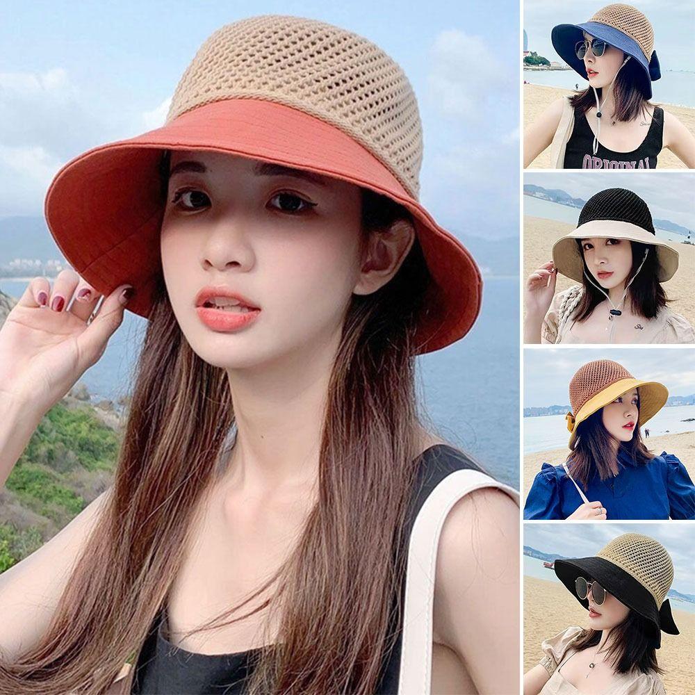 Wide Brim Bucket Hat Foldable Sunshade Hat Women Beach Cap