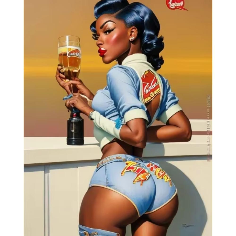 Преобразите свой интерьер с элегантностью: 1шт Винтажное металлическое настенное искусство, украшенное сексуальными женщинами, подойдет для любого бара