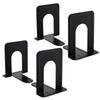 4Pcs Minimalist Metal Book Ends Heavy Duty Metal Bookends for Shelves Black Small Size