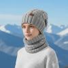 2Pcs/Set Women Hat Scarf Set Solid Color Twist Texture Warm Thermal Knit Hat Neck Scarf Set Winter Outdoor Accessories