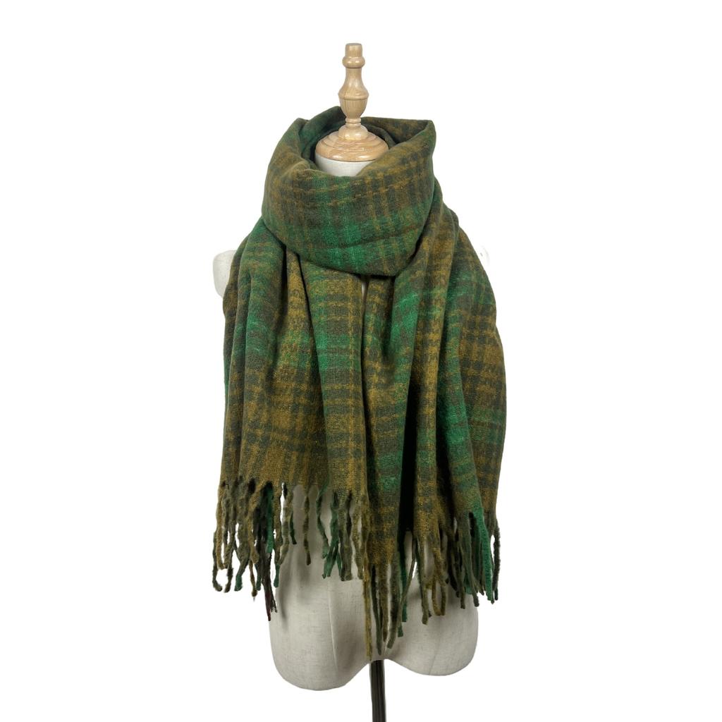 Autumn and Winter High-end Simple Scarf Women's Color Plaid Thickened Scarf Warm Fashion Scarf Versatile Shawl