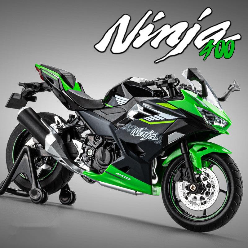 1/12 Kawasakis Ninja 400 Racing Cross-country Motorcycle Model Metal Street Motorcycle Collection Sound and Light Gift