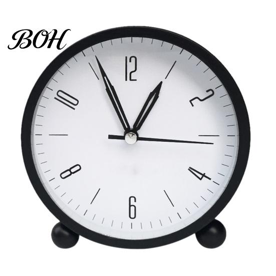 Silent Non Ticking Clock Retro Metal Alarm with Night Light, Movement Electronic Non-Ticking Clock, Modern Round Table for Kids Students Light