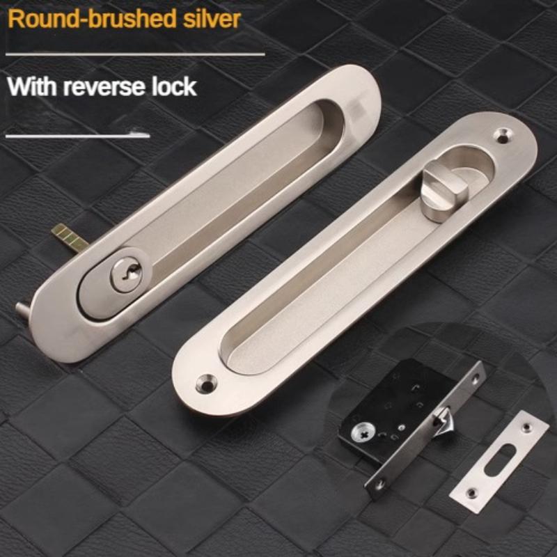 Sliding Door Sliding Door Lock Safety Lock Barn Door Cabinet Embedded Hardware Suit Wood Door Handle Interior Door Furniturelock