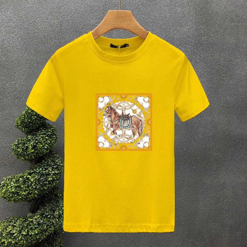 High Quality Luxury Brand 100% Cotton Design Horse Printing Tees Summer Harajuku Men/Women Short Sleeve T-shirt Asian Size S-5XL