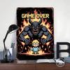Game Over Pixel Art Tinplate Poster Customized Wall Art Vintage Retro Metal Signs for Decoration Living Room Decor Men Man Cave