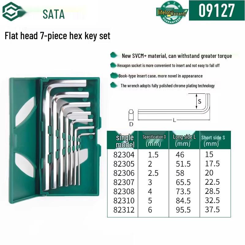 SATA Экстрадлинный набор шестигранных и Torx ключей с шаровыми и плоскими головками