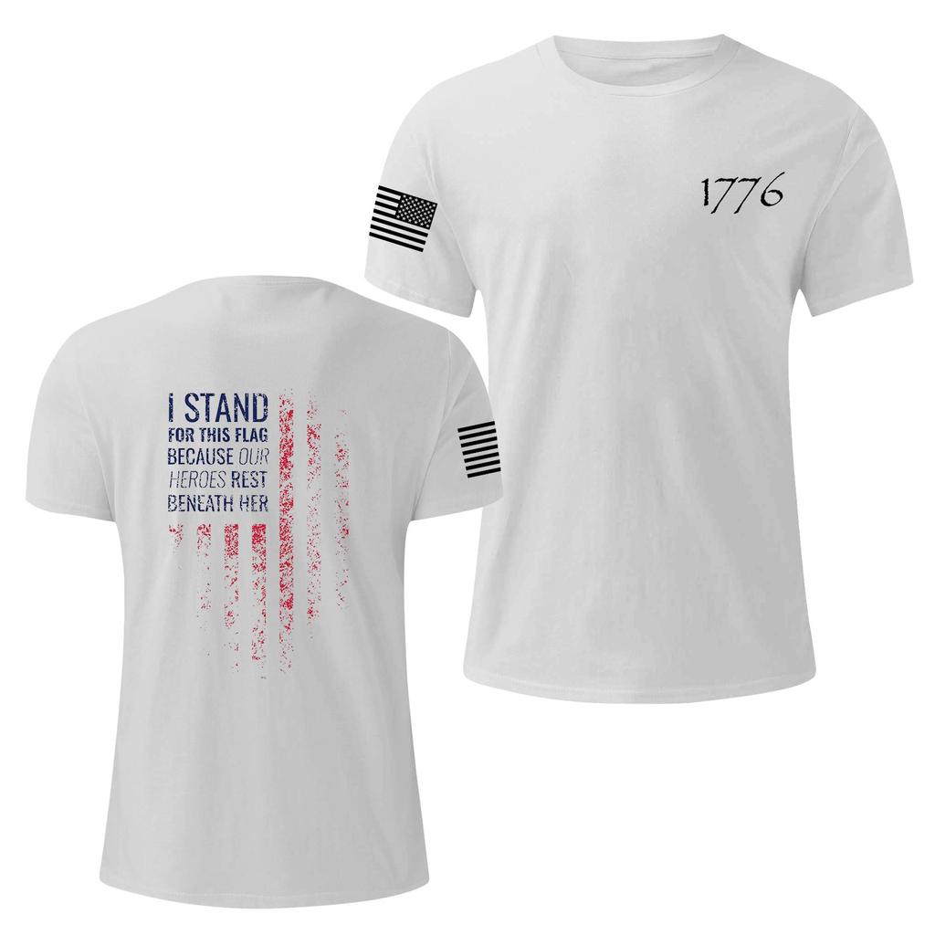 Мужская модная повседневная футболка с круглым вырезом и коротким рукавом с принтом «День независимости»