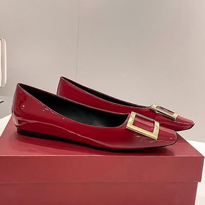 Туфли на высоком каблуке с квадратной пряжкой, квадратный носок, лакированная кожа, туфли-лодочки на толстом каблуке, женские туфли на среднем каблуке, плоские женские туфли на каблуках, женские туфли 2024 года, новинка