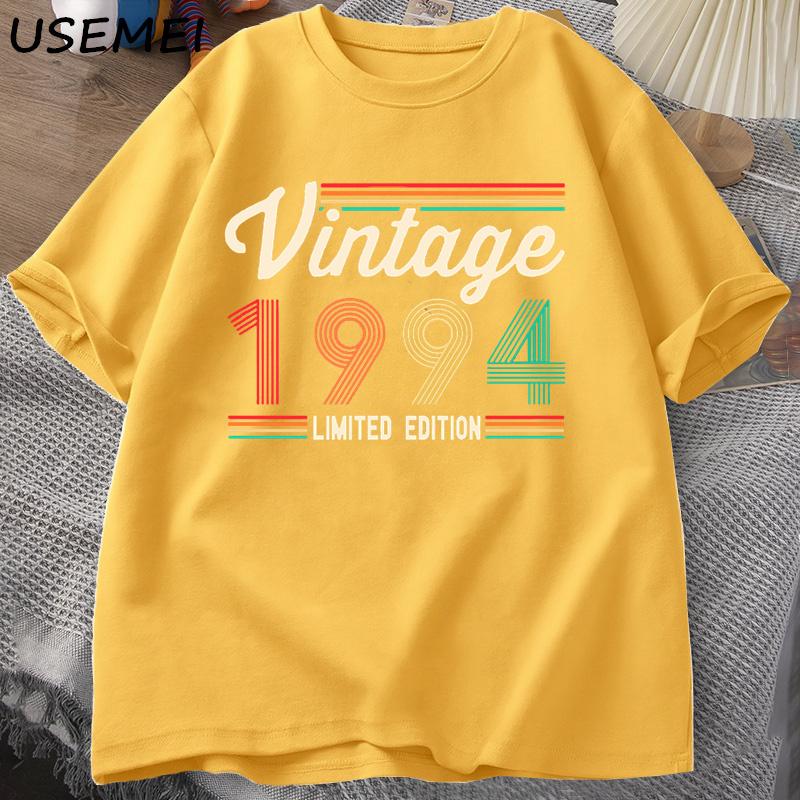 Футболка унисекс из хлопка с короткими рукавами, родилась в 1994 году, винтажные футболки на 30-летие, унисекс, свободные размеры, одежда унисекс, унисекс