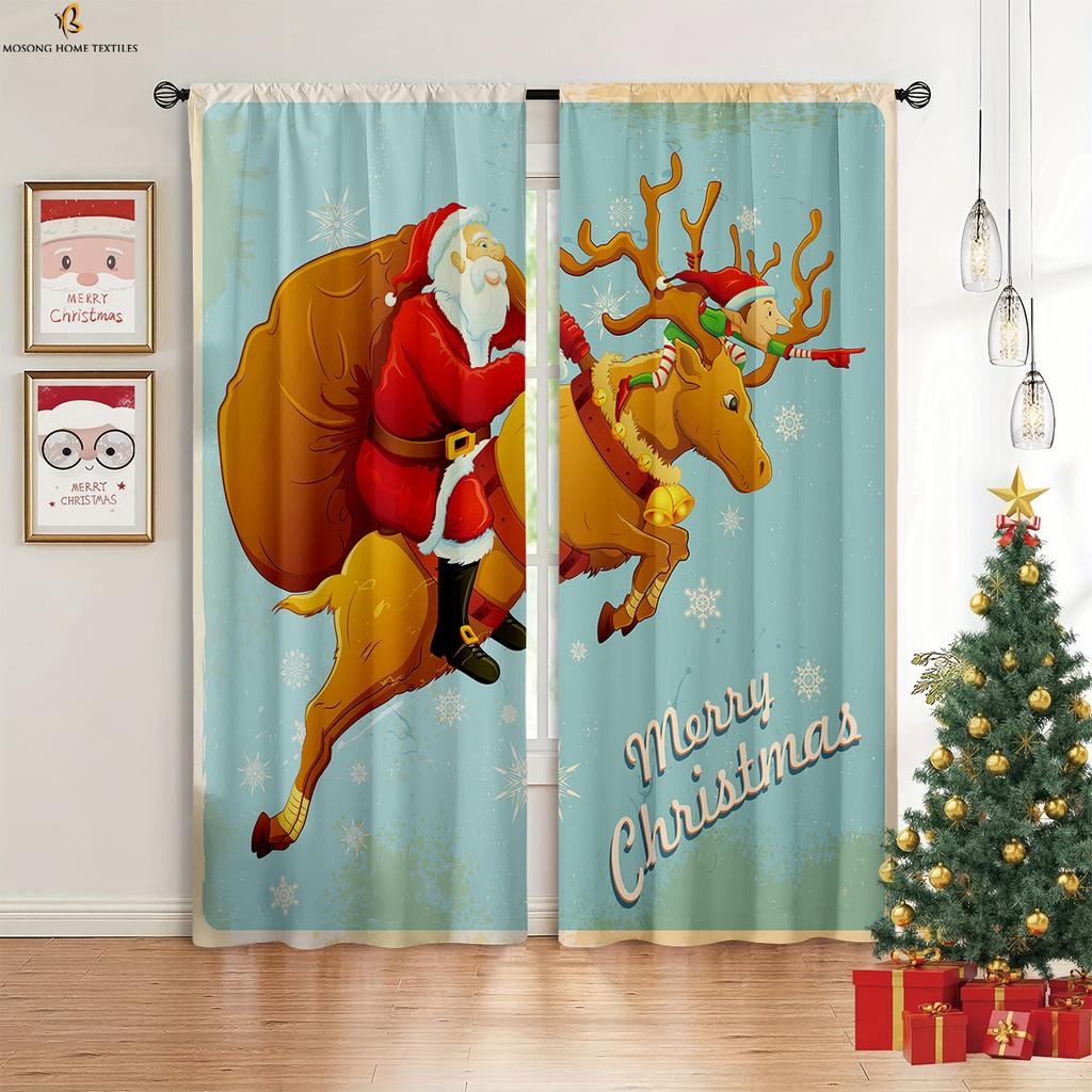 Винтажная Рождественская елка Снеговик 3D Печать занавеска полиэфирное волокно рождественский праздник украшение занавеска 2 шт.