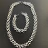 Посеребренный трехрядный набор браслета и ожерелья - Европейский и американский вдохновленный корейский стиль