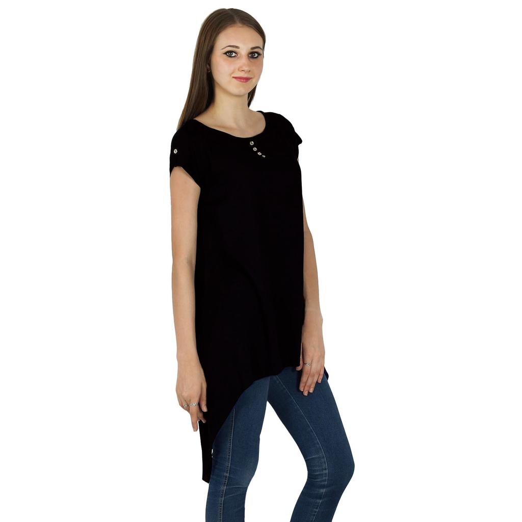 Boho Top Sundress Short Sleeve Solid Summer Beach Women Wear Casual Tunic