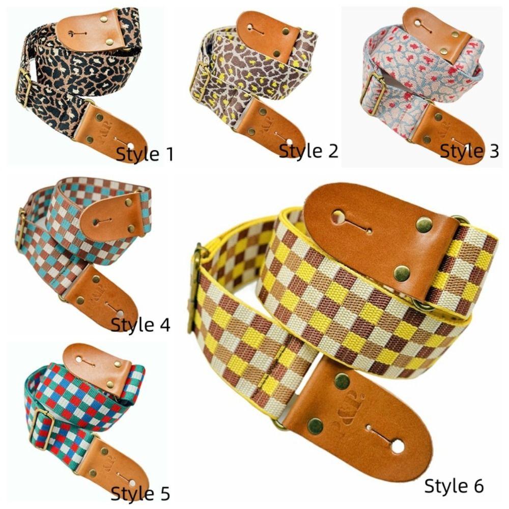 Adjustable Guitar Strap Tartan Plaid Guitar Shoulder Strap Durable Acoustic Guitar Belt Bass Strap