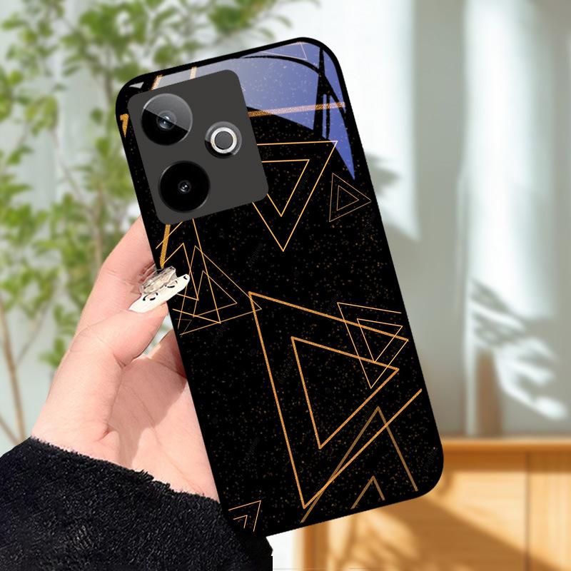 Для Realme GT7 5G Чехол Роскошный Чехол с Рисунком Закаленное Стекло Чехол для Телефона Для Realme GT 7 Fundas Жесткий PC Ударопрочный Корпус Бампер