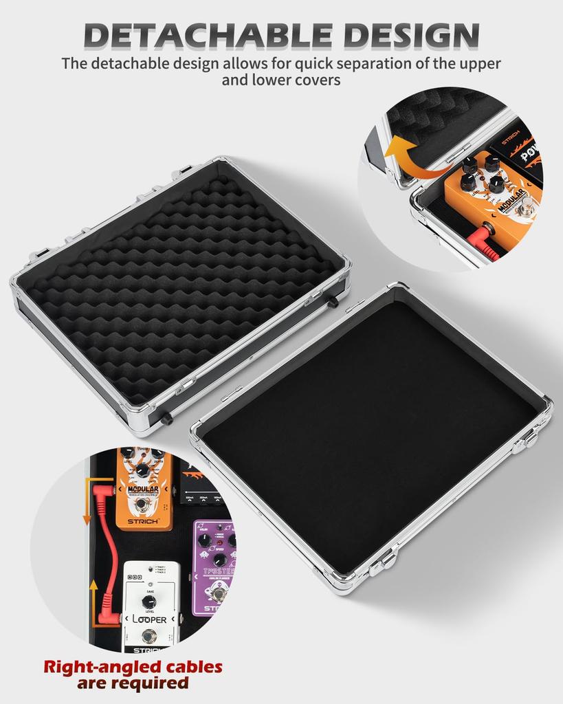 STRICH Effects Pedal Case for Foam Reinforced 36 X 28 X 10 Cm Mini+ 14-inch Pedals, Shock-Absorbing Interior, Non-Slip, Edges, Compact,