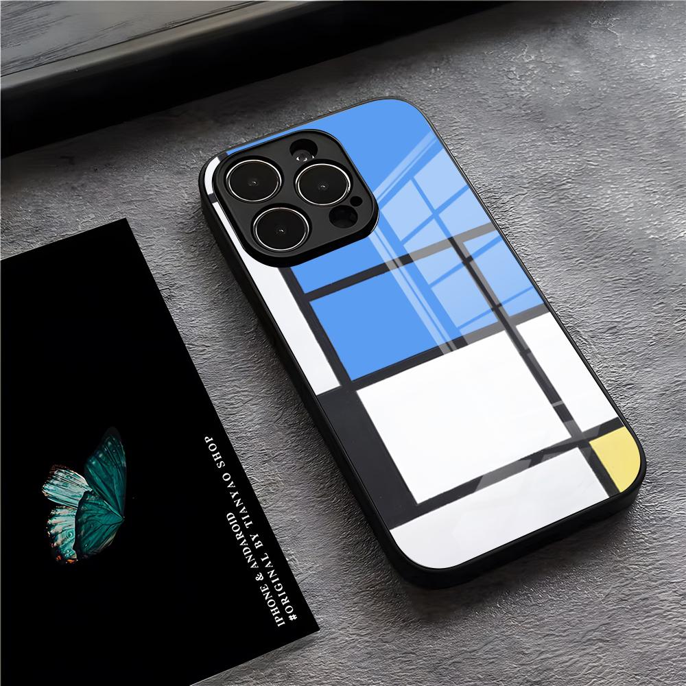 Pattern Abstract Piet Mondrian Phone Case For IPhone 17 Pro Max 15 Pro 16 14 Plus 12 13 Mini 11 Pro Shockproof Glass Cover