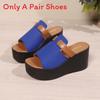 Summer Womens One Word Slides With Thick Pu Upper And Rubber Sole For Casual Wear