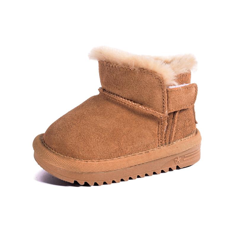 Winter Baby Snow Boots Leather Thick Plush Warm Toddler Kids Shoes Little Girls Boys Boots EU 15-25