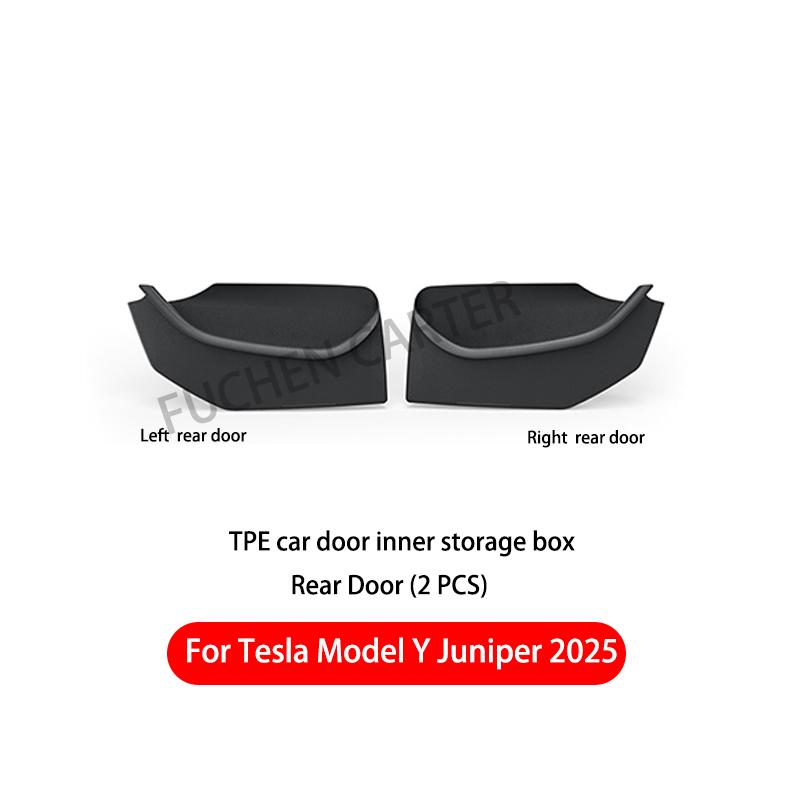 Для Tesla Model Y Juniper 2025 Боковой Органайзер для Хранения в Дверь Полностью Закрывающийся Передний Задний Боковой TPE Лоток-Органайзер для Хранения в Двери Аксессуары