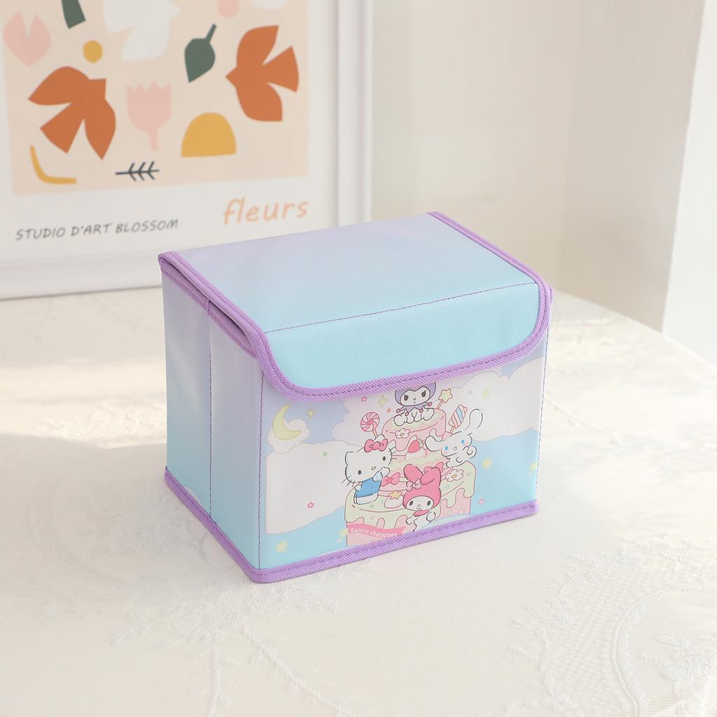 Hello Kitty Kuromi Cinnamoroll Melody Узор в клетку Складной откидной ящик для хранения для офиса и спальни