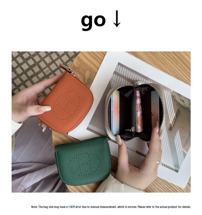 Женский кошелек для карт и монет из натуральной кожи - 2025 Новый держатель для ключей, помады, ID из коровьей кожи