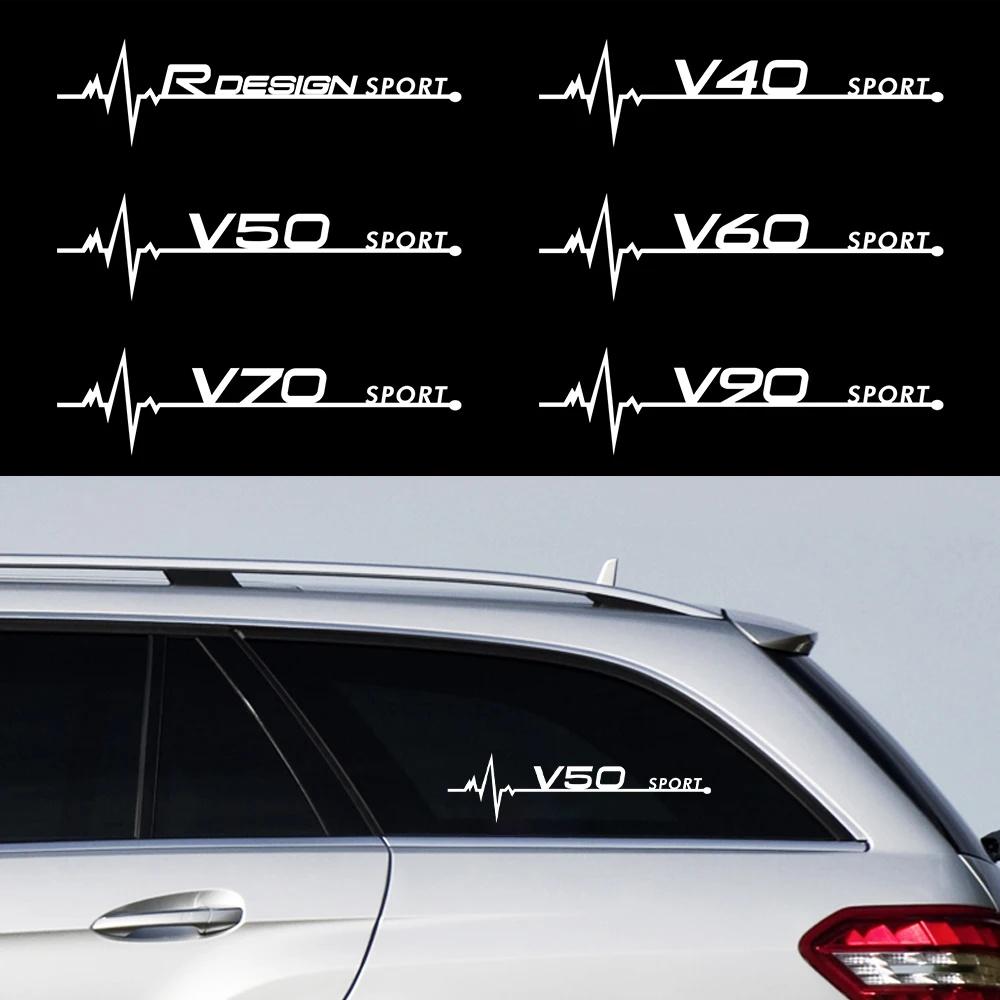 2Pcs Volvo Car Window Body Stickers, Heartbeat Sport Logo Decor Decals for XC40 XC60 XC90 S60 S90 V50 Auto Exterior Accessories