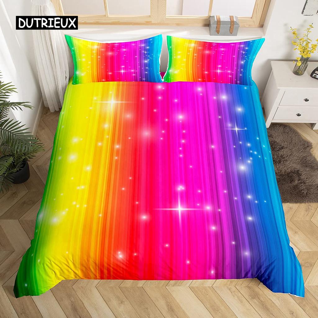 Abstract Rainbow Colorful Bedding Set Queen King Sinlge Duvet Cover Dream Polyester Comforter Covers Pillowcase Soft Bedclothes