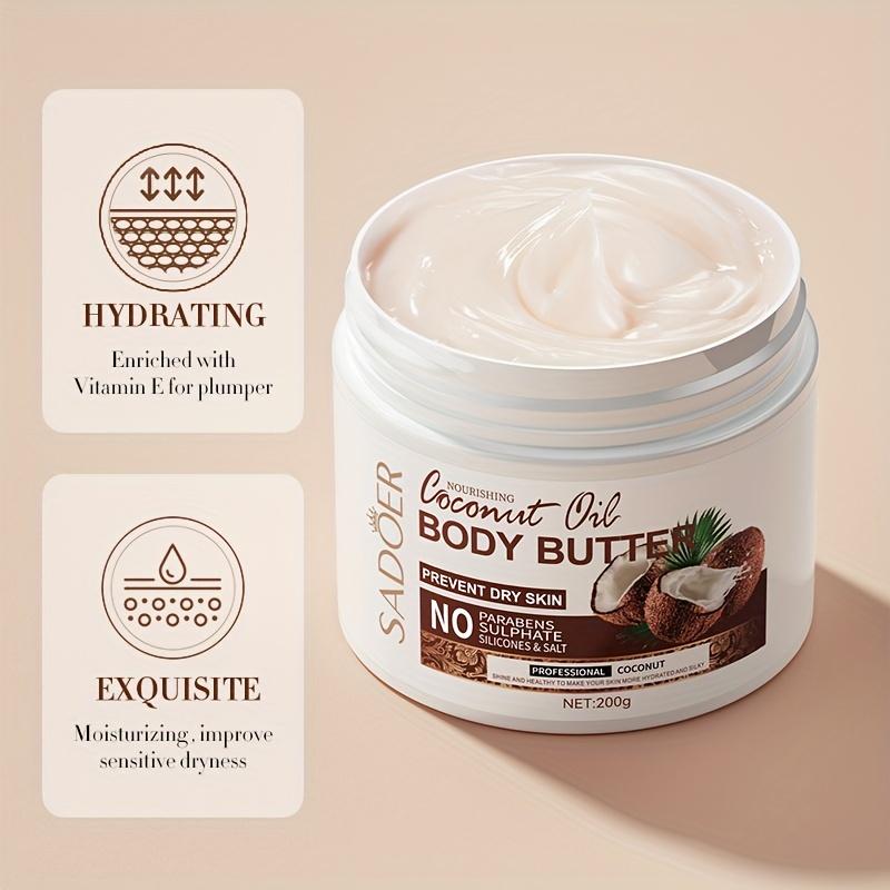 Coconut Butter Body Lotion Long Lasting Fragrance Nourishing Moisturizing Skin and Makes The Skin Elastic 200g (7.05oz) with Plant Squalane