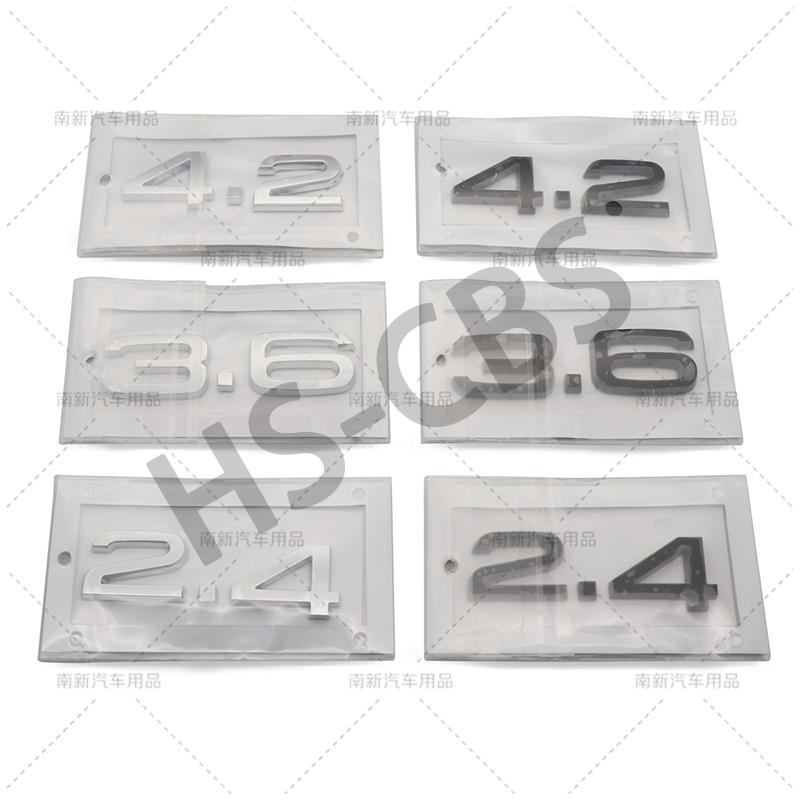 3D ABS 2.4 3.6 Letter Word Emblem 4.2 Rear Trunk Badge Decal Car Engine Displacement Symbol Stickers For Hot A3 A4 A5 A6 A7 A8