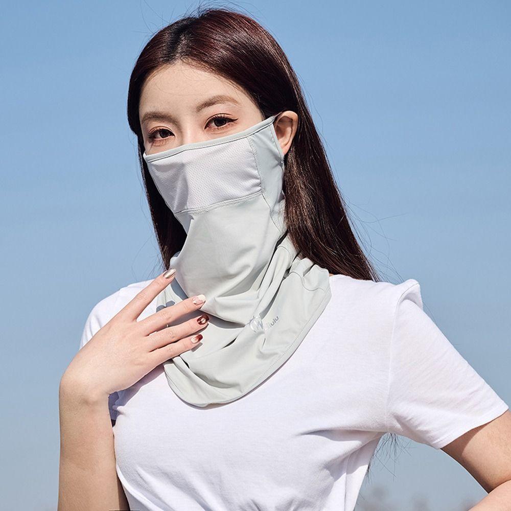 Solid Color Face Gini Mask Summer Sunscreen Mask Ice Silk Womne Neckline Mask Men Fishing Face Mask