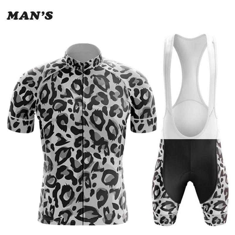 Leopard Print Bike Uniform 2026 Man's Short Sleeves Cycling Clothing Summer MTB Bike Riding Cycling Jersey Set Ropa Maillot