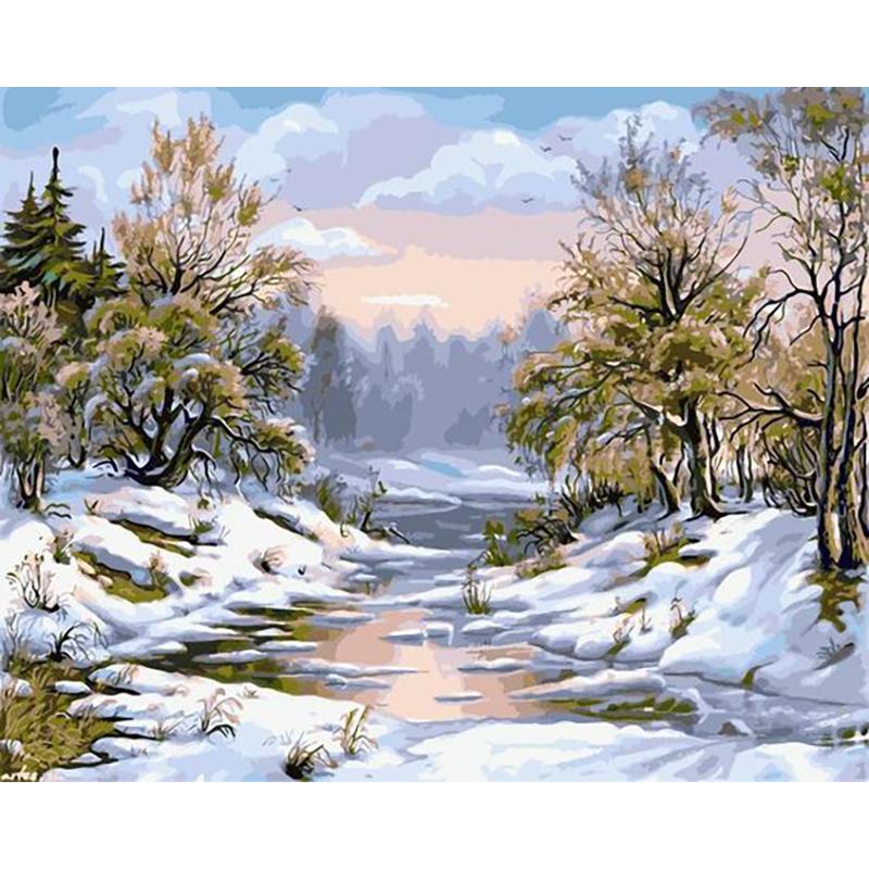 DIY Landscape 5D Diamond Painting Full Round Drill Snow Scenic Diamond Embroidery Cross Stitch Mosaic Kits Wall Art Home Decor