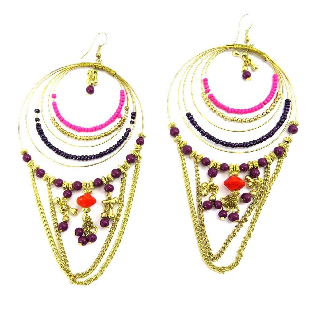 Les Trésors De Lily [L5770] - Дизайнерские серьги золотисто-фиолетового цвета «Алтай»