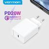 Vention PD Charger 20W USB Type C Fast Charger for iPhone 13 12 X 8 Macbook Phone QC3.0 USB C Quick Charge 4.0 3.0 QC PD Charger