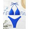 2025 Женский белый купальник бикини с уплотнением на груди, новый сексуальный купальник бикини халтер, комплект из двух частей со шнурками, однотонный бразильский купальник