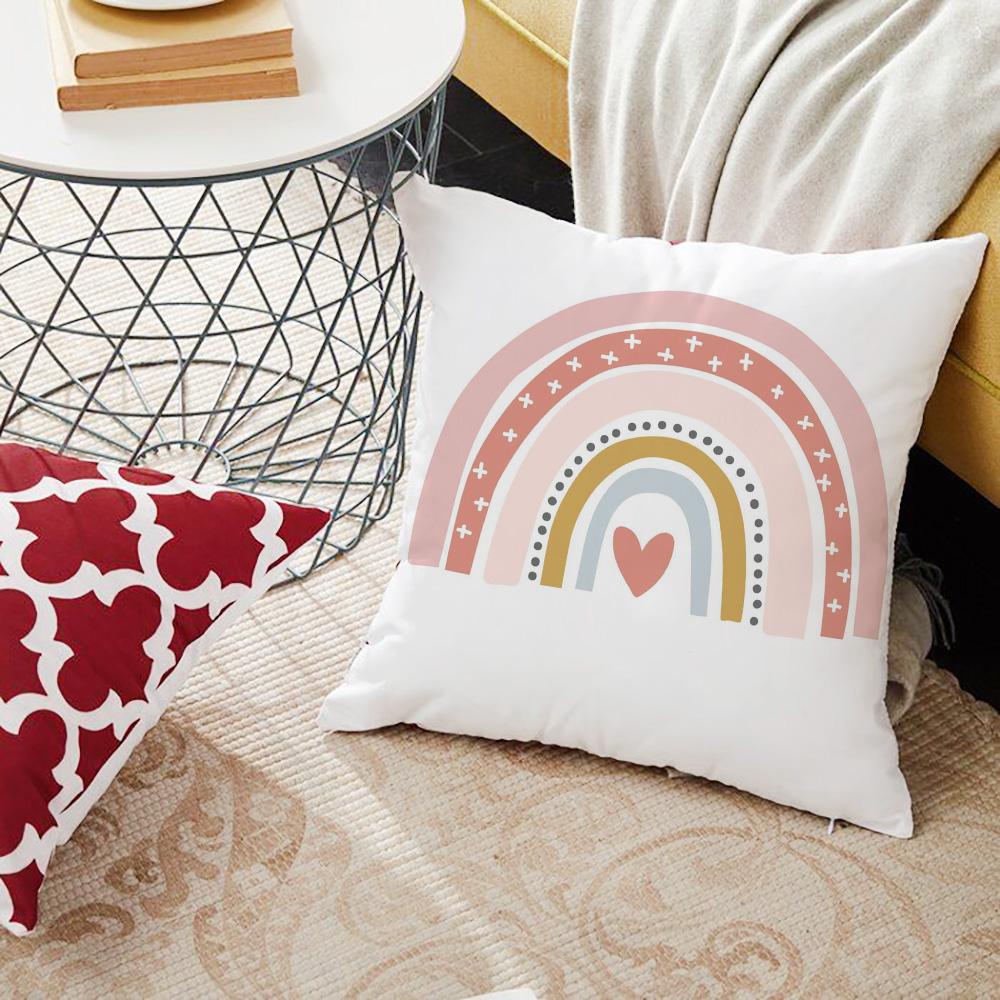 Rainbow Cute Print Pattern Throw Pillowcase Home Sofa Bed Decorative Pillowcase Car Office Decorative Pillowcase