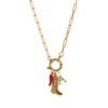 Retro Fish Boots Flower Loop Necklace with Multiple Pendants DIY Boots Love Pearl Plated 18K Gold Color Preserving