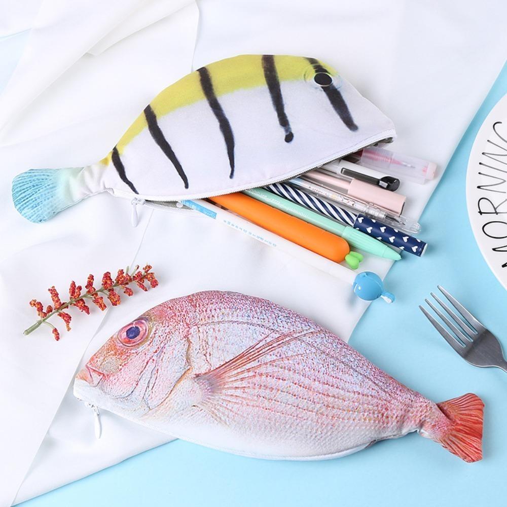 Portable Simulation Fish Pencil Case Large Capacity Pencil Bags Pen Storage Bag  Kids Gifts